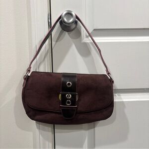 Stylish Dark Brown Shoulder Bag with Black Accents